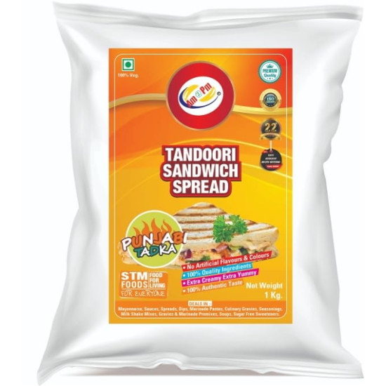 Am 2 Pm - Tandoori Sandwich Spread Multiopurpose Creamy Sauce For Burgers, Sandwiches Salad Dressing,Veg Non Veg Fried Snack Wraps & Rolls Hot Dog Momos - 1Kgd