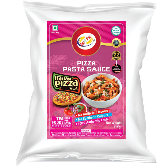 Am 2 Pm - Pizza Pasta Sauce & Dip | 100% Authentic Taste| No Artificial Colours & Flavours | No MSG | No Trans Fat | All Natural Ingredients | Contains natural Protein, Minerals, Fiber | Mouth-watering Italian Taste - 1Kg