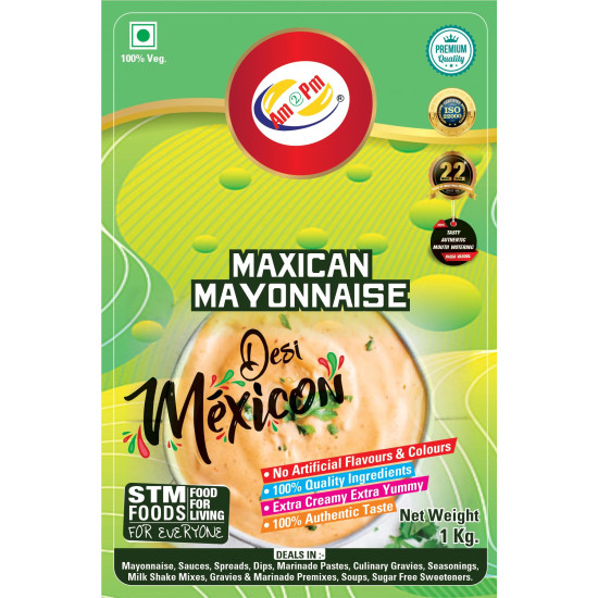 Am 2 Pm - Mexican Mayonnaise 1kg Multipurpose Creamy Sauce For Burgers, Sandwiches Salad Dressing,Veg Non Veg Fried Snack Wraps & Rolls Hot Dog Momos