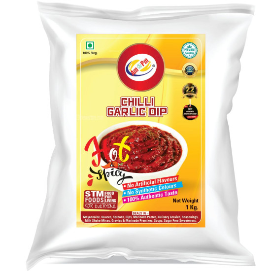 Am 2 Pm - Chilli Garlic Dip Spicy Sauce or Dip | No added aritifical colours & flavours | Dip For Veg Or Non Veg Fast Food Snacks - 1Kg