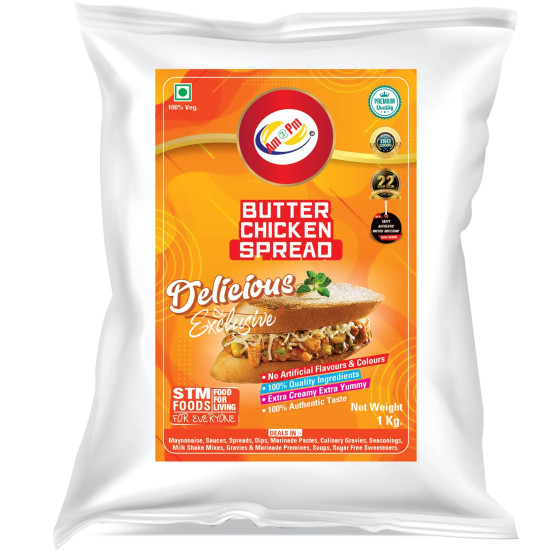 Am 2 Pm - Butter Chicken Spread Multiopurpose Creamy Sauce For Burgers, Sandwiches Salad Dressing,Veg Non Veg Fried Snack Wraps & Rolls Hot Dog Momos - 1Kg