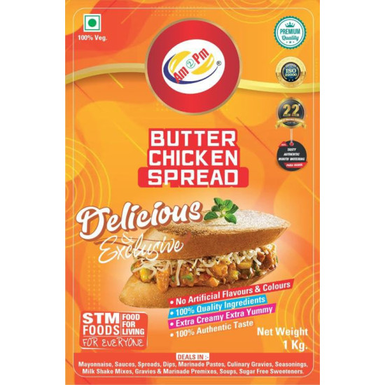 Am 2 Pm - Butter Chicken Spread Multiopurpose Creamy Sauce For Burgers, Sandwiches Salad Dressing,Veg Non Veg Fried Snack Wraps & Rolls Hot Dog Momos - 1Kg