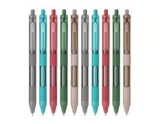 Flair Zoox F7 0.7mm Retractable Roller Gel Pen | Minimalistic Design Rubberised Body For Better Grip | Waterproof Ink For Smudge Free & Smooth Writing | Fitted With Jumbo Refill | Blue Ink, Pack of 10