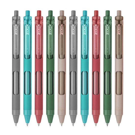 Flair Zoox F7 0.7mm Retractable Roller Gel Pen | Minimalistic Design Rubberised Body For Better Grip | Waterproof Ink For Smudge Free & Smooth Writing | Fitted With Jumbo Refill | Blue Ink, Pack of 10