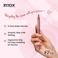 Flair Zoox F7 0.7mm Retractable Roller Gel Pen | Minimalistic Design Rubberised Body For Better Grip | Waterproof Ink For Smudge Free & Smooth Writing | Fitted With Jumbo Refill | Blue Ink, Pack of 10
