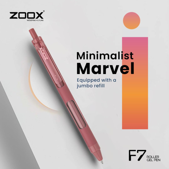 Flair Zoox F7 0.7mm Retractable Roller Gel Pen | Minimalistic Design Rubberised Body For Better Grip | Waterproof Ink For Smudge Free & Smooth Writing | Fitted With Jumbo Refill | Blue Ink, Pack of 10