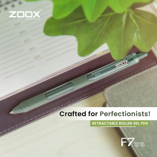 Flair Zoox F7 0.7mm Retractable Roller Gel Pen | Minimalistic Design Rubberised Body For Better Grip | Waterproof Ink For Smudge Free & Smooth Writing | Fitted With Jumbo Refill | Blue Ink, Pack of 10