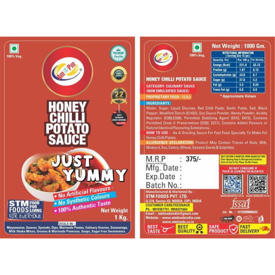 Am 2 Pm - Honey Chilli Potato Sauce Drizzling Sauce For Fast Food Specially To Make For Honey Chilli Patato - 1KG