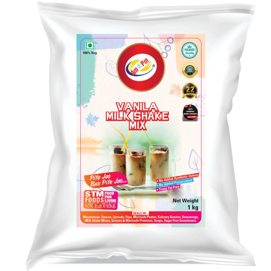 Am 2 Pm - Premium Silky Smoothy Milk Shake Mix, Flavoured Milk shake Premix Powder, Instant Premix Drink Milkshake Powder (Vanilla)