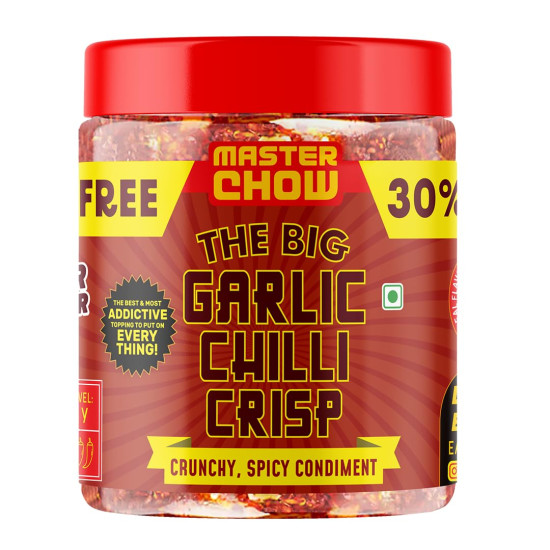 MasterChow Chilli Garlic Crisp (450gms) - 30% Extra | Made with Sichuan Peppercorns, Crunchy Garlic & Red Chillies