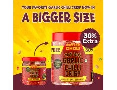 MasterChow Chilli Garlic Crisp (450gms) - 30% Extra | Made with Sichuan Peppercorns, Crunchy Garlic & Red Chillies