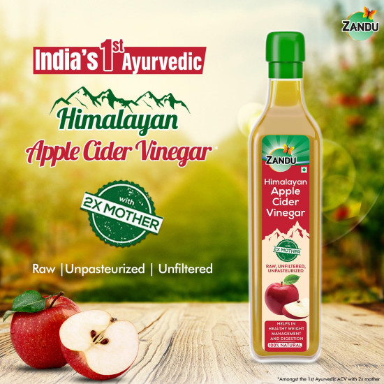 Zandu Himalayan Apple Cider Vinegar| Goodness of 2x Mother of Vinegar| Sourced from Himalayan Farms| Raw, Unfiltered & Unpasteurized Ayurvedic ACV 500ml Zandu Himalayan Apple Cider Vinegar| Goodness of 2x Mother of Vinegar| Sourced from Himalayan Farms| Raw, Unfiltered & Unpasteurized Ayurvedic ACV 500ml