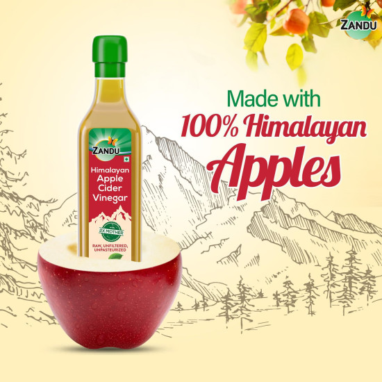 Zandu Himalayan Apple Cider Vinegar| Goodness of 2x Mother of Vinegar| Sourced from Himalayan Farms| Raw, Unfiltered & Unpasteurized Ayurvedic ACV 500ml Zandu Himalayan Apple Cider Vinegar| Goodness of 2x Mother of Vinegar| Sourced from Himalayan Farms| Raw, Unfiltered & Unpasteurized Ayurvedic ACV 500ml