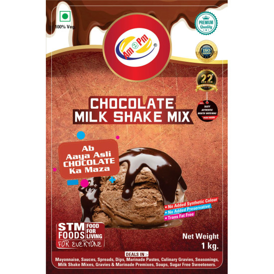 Am 2 Pm - Premium Silky Smoothy Milk Shake Mix, Flavoured Milk shake Premix Powder, Instant Premix Drink Milkshake Powder (Chocolate)