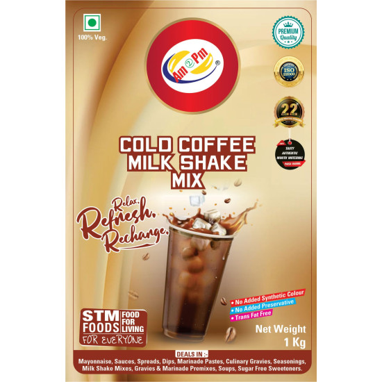 Am 2 Pm - Premium Silky Smoothy Milk Shake Mix, Flavoured Milk shake Premix Powder, Instant Premix Drink Milkshake Powder (Cold Coffee)