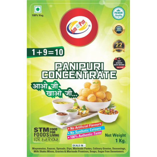 Am 2 Pm - Panipuri Concentrate Pani Puri Paste,Tasty Golgappa Paste for Mixed Tangy and Spicy Taste, Great for Poochka, Dahi Puri & Bhel -1 kg