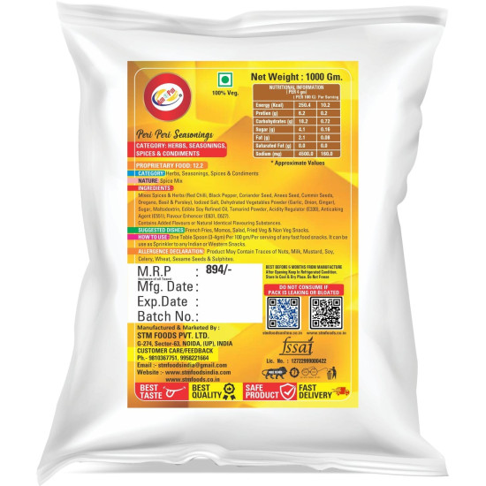 Am 2 Pm - Peri-Peri Seasoning 1kg Spice Mix Exotic Spices Multi-purpose Seasoning