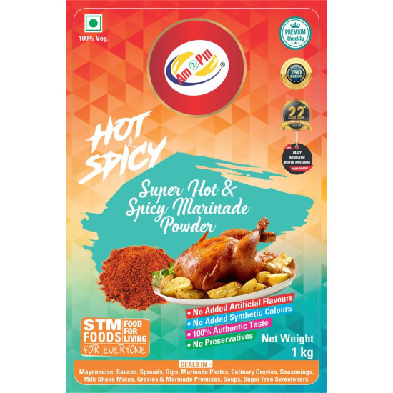 Am 2 Pm - Super Hot & Spicy Marinade Base Mix Ready to Cook Spice Mix 1kg | Just Mix & Cook |Wet Marinade Powder