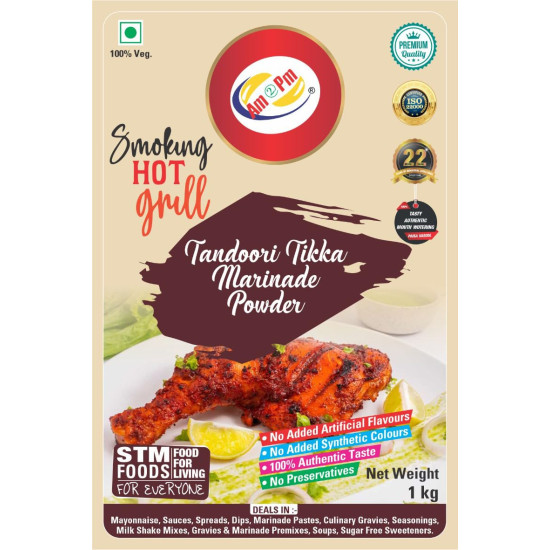 Am 2 Pm - Tandoori Tikka Marinade Base Powder 1kg, Ready to cook spice mix, Smoky Tandoori Chicken Masala, Paneer Tikka Masala, Mushroom Tikka Masala