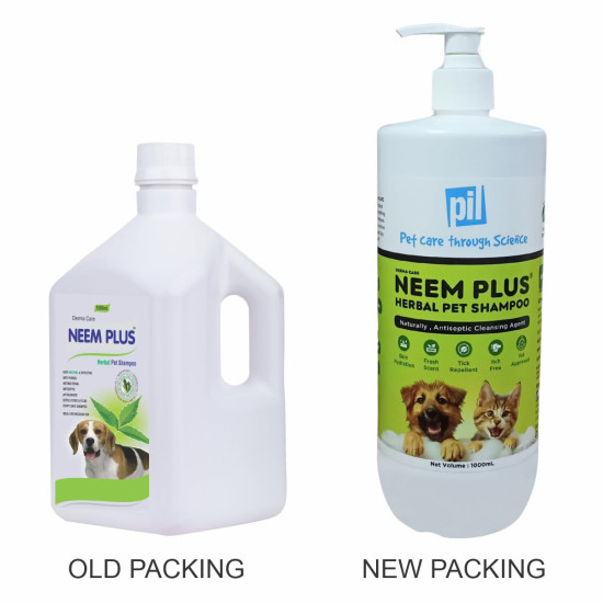 Pil Neem Plus Herbal Pet Shampoo 1000ml | Puppy Safe | Anti-Fungal, Anti-Ticks and Fleas, Antibacterial, Antiseptic & pH Balanced Dog Shampoo | Regular use Coat Cleansing Shampoo for Pets