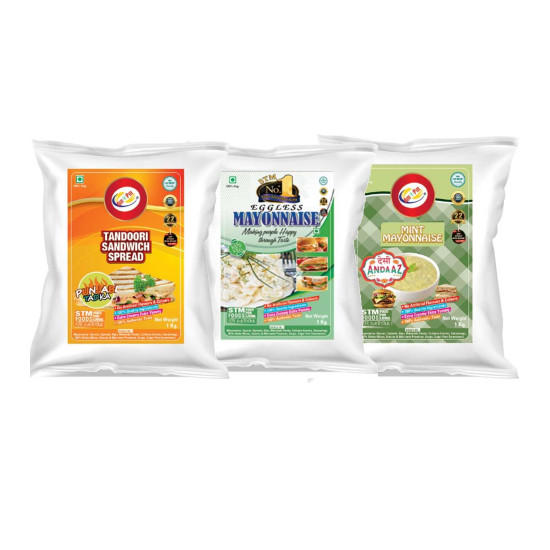 Am 2 Pm - Mayonnaise,Mint Mayo,Tandoori Sandwich Spread Extra Creamy Mayonnaise for Sandwich, Burger, Wraps Pack Of- 3 - (1KG Each)