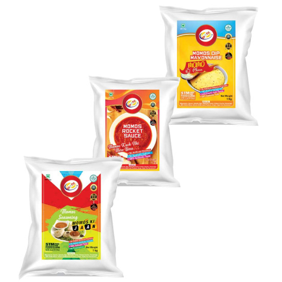 Am 2 Pm - Momos Dip, Momos Rocket Sauce,Momos Seasoning Sauce Chinese Masala Easy To Cook & Ready To Eat Foods - Pack of 3- (1KG Each)