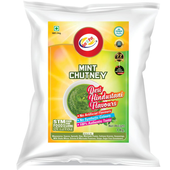 Am 2 Pm - Mint-,Coriander,Tamarind Powder | Pudina Powder | Fresh Mint Leaf Powder | Chutney No Artificial Flavour Added Pack Of- 3 - (1KG Each)