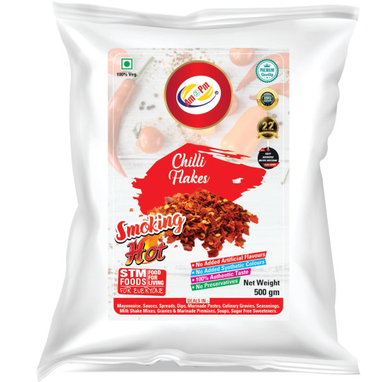 Am 2 Pm - Chilli flakes 500gm + Oregano 500gm Pizza/pasta Seasoning, Imported Herb Sprinkler (Freeze Dried) Pack of -2