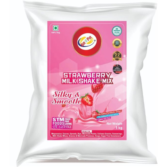 Am 2 Pm - Premium Silky Smoothy Milk Shake Mix, Instant Premix Drink Milkshake Powder, Pack of 2 (CHOCLATE + STRAWBERY (1KG EACH))