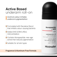 Minimalist Underarm Roll On Deodorant with Nonapeptide + AHA BHA 06% | Controls Odour & Fades Darkness | Fragrance & Aluminium Free | Exfoliating Deo For Women & Men | 40ml Minimalist Underarm Roll On Deodorant with Nonapeptide + AHA BHA 06% | Controls Odour & Fades Darkness | Fragrance & Aluminium Free | Exfoliating Deo For Women & Men | 40ml