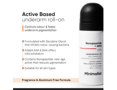 Minimalist Underarm Roll On Deodorant with Nonapeptide + AHA BHA 06% | Controls Odour & Fades Darkness | Fragrance & Aluminium Free | Exfoliating Deo For Women & Men | 40ml