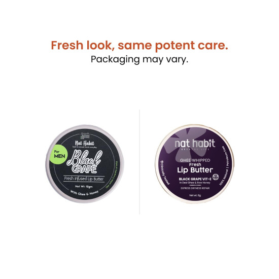 Nat Habit Non Tinted Black Grape Lip Balm For Dark Lips Lightening, Dry And Chapped Lips 8g-(Pack of 2)