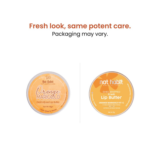 Nat Habit Orange Marigold Lip Balm Fresh Infused Lip Butter With Desi Ghee & Raw Honey For Lip Pigmentation, Lightening, Lip Repair, Dark And Chapped Lips (8gm) (Pack of 2) Nat Habit Orange Marigold Lip Balm Fresh Infused Lip Butter With Desi Ghee & Raw Honey For Lip Pigmentation, Lightening, Lip Repair, Dark And Chapped Lips (8gm) (Pack of 2)