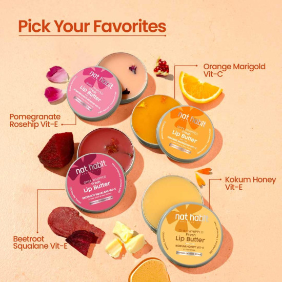 Nat Habit Orange Marigold Lip Balm Fresh Infused Lip Butter With Desi Ghee & Raw Honey For Lip Pigmentation, Lightening, Lip Repair, Dark And Chapped Lips (8gm) (Pack of 2) Nat Habit Orange Marigold Lip Balm Fresh Infused Lip Butter With Desi Ghee & Raw Honey For Lip Pigmentation, Lightening, Lip Repair, Dark And Chapped Lips (8gm) (Pack of 2)