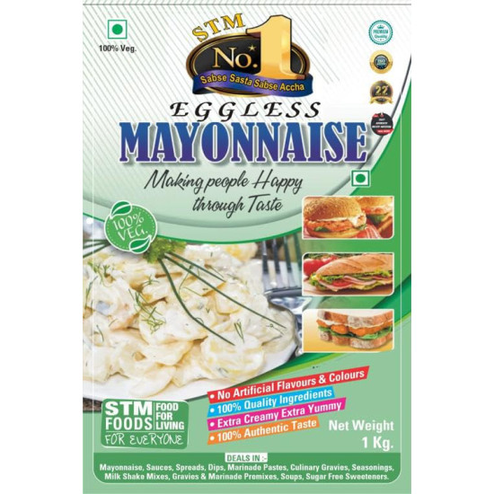 Am 2 Pm - 100% Veg Eggless Mayonnaise Extra Creamy and Delicious | Multipurpose Sauce for Burger, Sandwiches Salad, Dressing, Veg & Non Veg, Fried Snacks, Wraps & Rolls, Hot Dog - 1kg