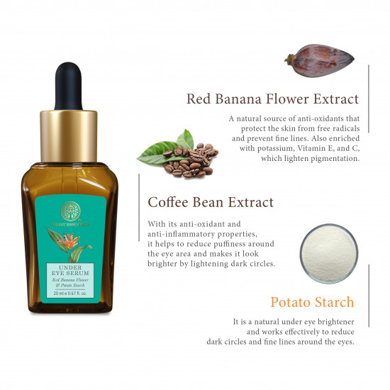 Forest Essentials Under Eye Serum with Red Banana Flower & Potato Starch | For Dark Circles | Reduces Puffiness & Fine Lines