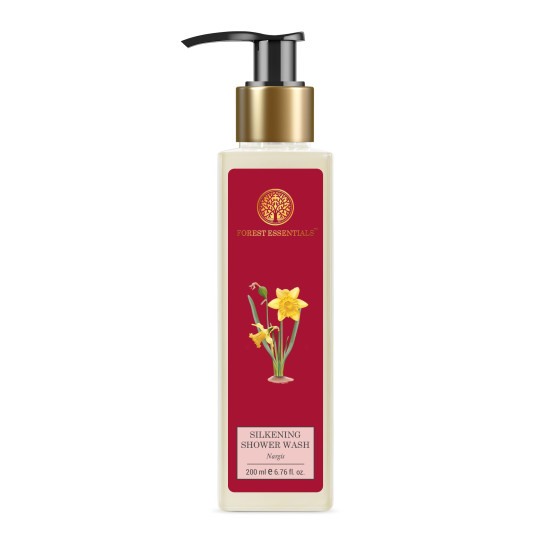 Forest Essentials Silkening Shower Wash Nargis | Ayurvedic Natural Body Wash for Soft Smooth Skin | Paraben Free & Sulphate Free Shower Gel