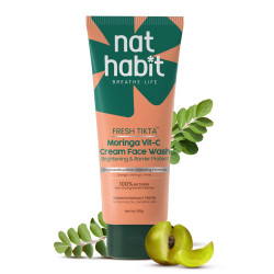 Nat Habit Moringa Vitamin-C Cream Face Wash For Pimple And Oil Control With Glowing Skin, Paraben & Sulphate Free Face Cleanser For Men & Women, (100 g)