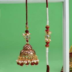 Bhaiya Bhabhi Rakhi Set Gift Hamper - Elegant Rakhi with Dry Fruits and Cookies