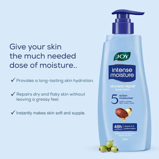 Joy Intense Moisture Summer Body Lotion 600ml | With Shea Butter, Jojoba & Vitamin E | For Normal to Dry Skin | Dryness Repair & 24 Hour Softness | Non Sticky & Non Greasy