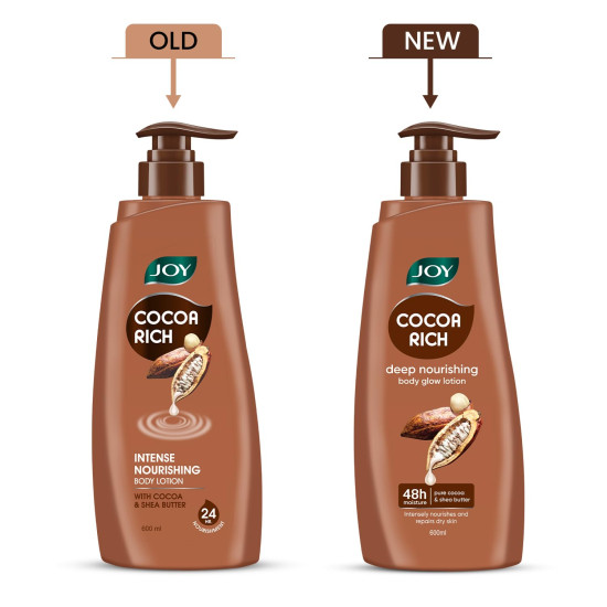 Joy Cocoa Rich Intense Nourishing Summer Body Lotion (600ml) | 24 Hour Nourishment | With Shea Butter & Cocoa Butter | Suitable for Normal to Dry Skin | Non Sticky & Non Greasy Lightweight