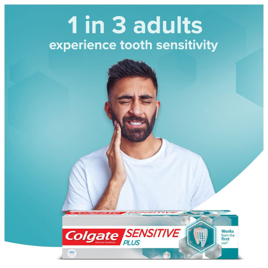 Colgate Sensitive Plus Toothpaste, With Pro Argin Formula for Sensitivity Relief, 70gm (Buy 1 Get 1 Free) & Colgate Sensitive Soft Bristles Manual Toothbrush for adults - 4 Pcs, Multicolor Colgate Sensitive Plus Toothpaste, With Pro Argin Formula for Sensitivity Relief, 70gm (Buy 1 Get 1 Free) & Colgate Sensitive Soft Bristles Manual Toothbrush for adults - 4 Pcs, Multicolor