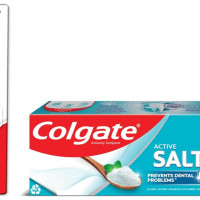 Colgate Active Salt 300g (200g + 100g, Pack of 2) Toothpaste & Colgate Sensitive Soft Bristles Manual Toothbrush for adults - 4 Pcs, Multicolor