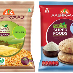 Aashirvaad Nature's Super Foods Organic Chana Dal Pouch, 1 kg & Aashirvaad Nature’s Superfoods Gluten Free Flour, 1kg Pack, Super Nutritious Flour