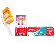 Colgate Active Salt 300g (200g + 100g, Pack of 2) Toothpaste & Colgate ZigZag Manual Toothbrush for adults, Pack of 6 Medium Multicolour Soft Tooth brush