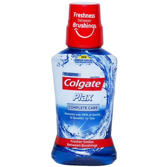 Colgate Plax Antibacterial Mouthwash, 24/7 Fresh Breath - Pack of 250ml, (Complete Care) & Colgate Sensitive Soft Bristles Manual Toothbrush for adults - 4 Pcs, Multicolor