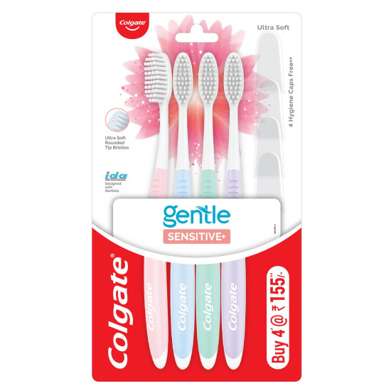 Colgate Plax Antibacterial Mouthwash, 24/7 Fresh Breath - Pack of 250ml, (Complete Care) & Colgate Sensitive Soft Bristles Manual Toothbrush for adults - 4 Pcs, Multicolor