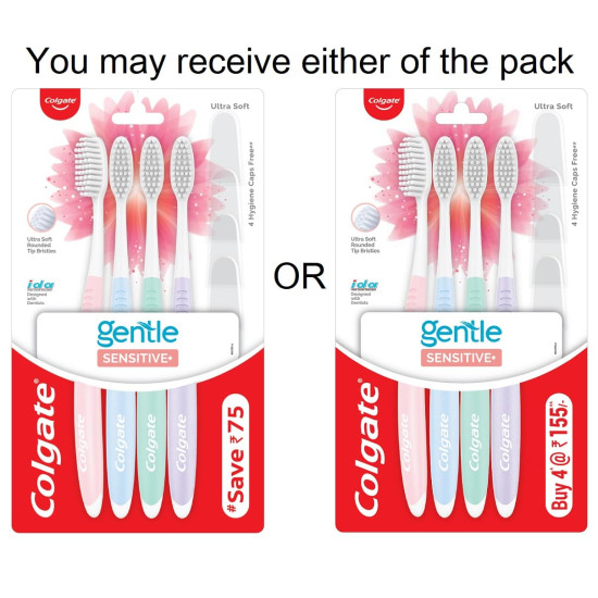 Colgate Plax Antibacterial Mouthwash, 24/7 Fresh Breath - Pack of 250ml, (Complete Care) & Colgate Sensitive Soft Bristles Manual Toothbrush for adults - 4 Pcs, Multicolor