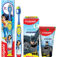 Colgate Batman Anticavity Toothpaste For Kids - 80g (Bubble Fruit Flavour) & Colgate Kids Wonder Woman Extra- Soft Toothbrush (5+ Years) - 1 Pc
