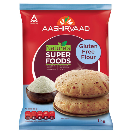 Aashirvaad Nature's Super Foods Organic Arhar/Tur Dal Pouch, 1 kg & Aashirvaad Nature's Super Foods Gluten Free Flour Pouch, 1 kg